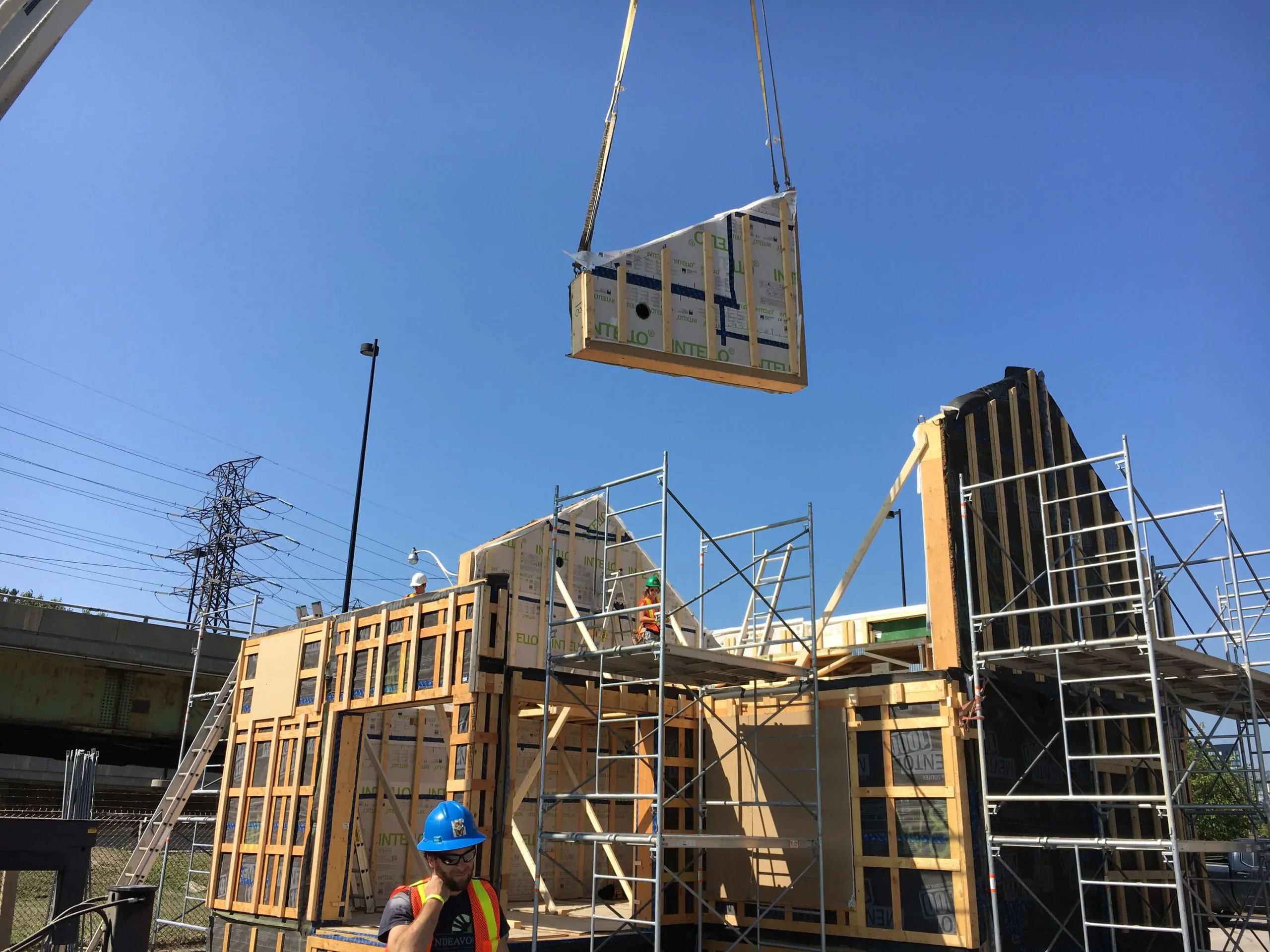 Prefabricated building panels installed on residential and commercial construction project in Toronto by NHC Restoration